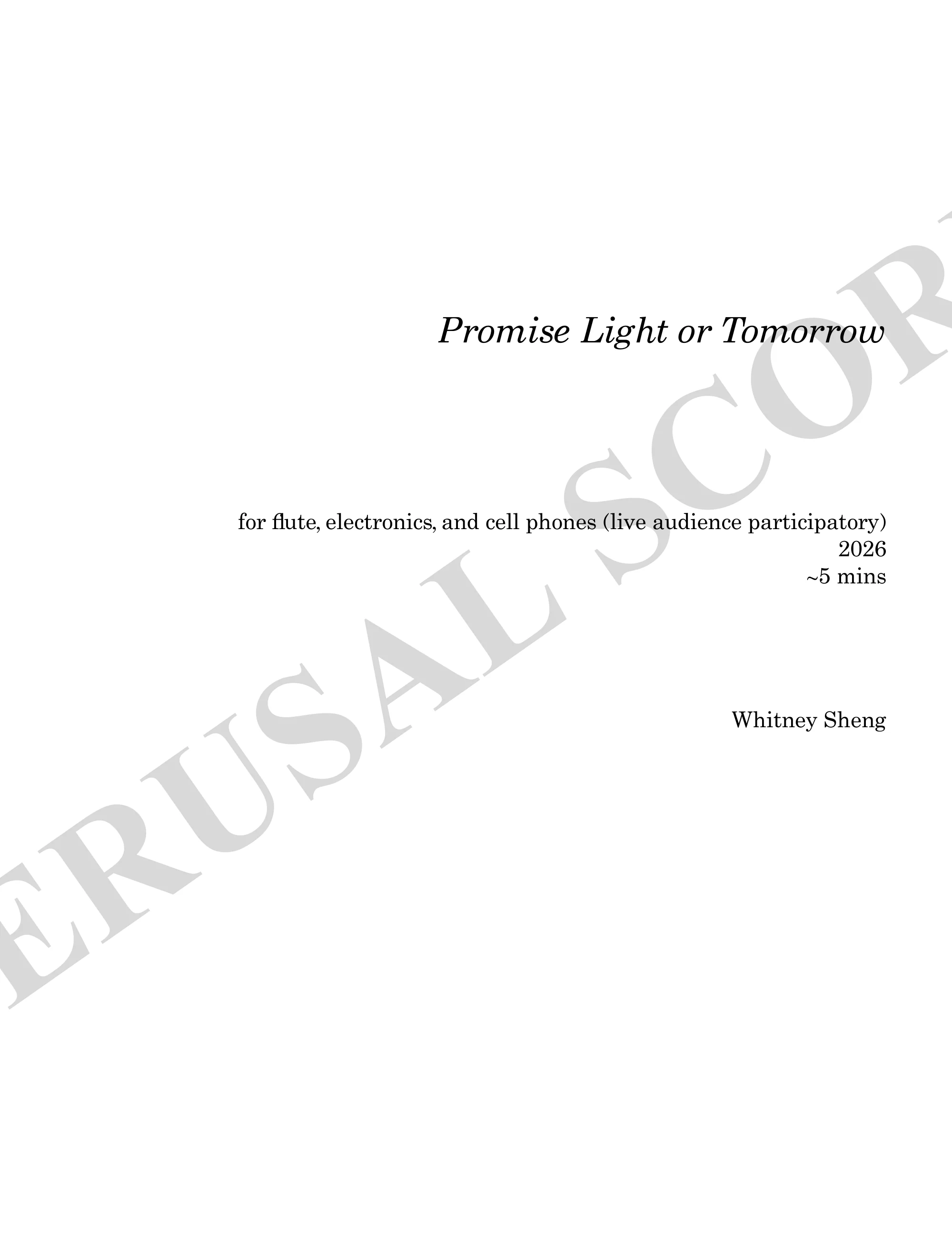 promise light or tomorrow perusal score page 1