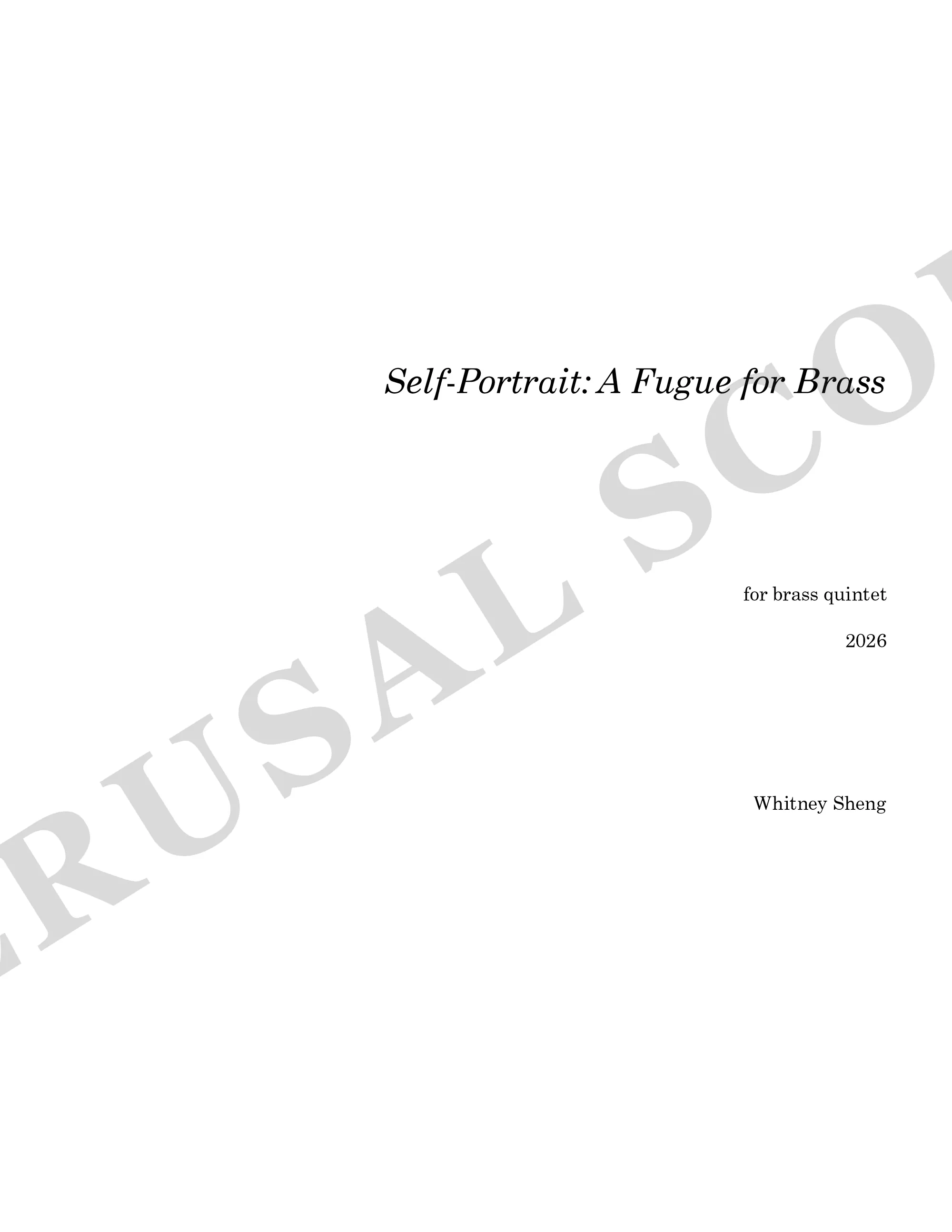 Self-Portrait brass quintet perusal score page 1