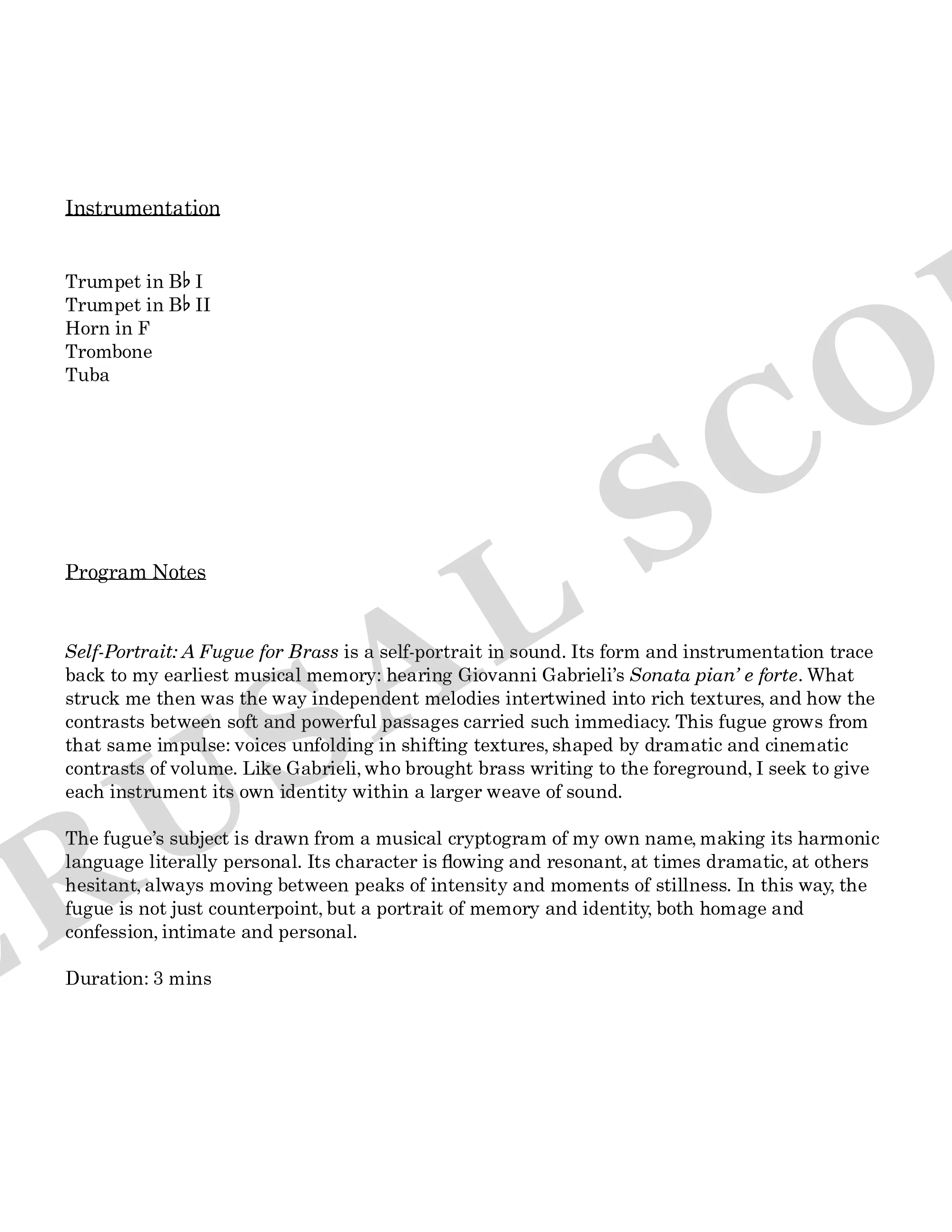 Self-Portrait brass quintet perusal score page 2