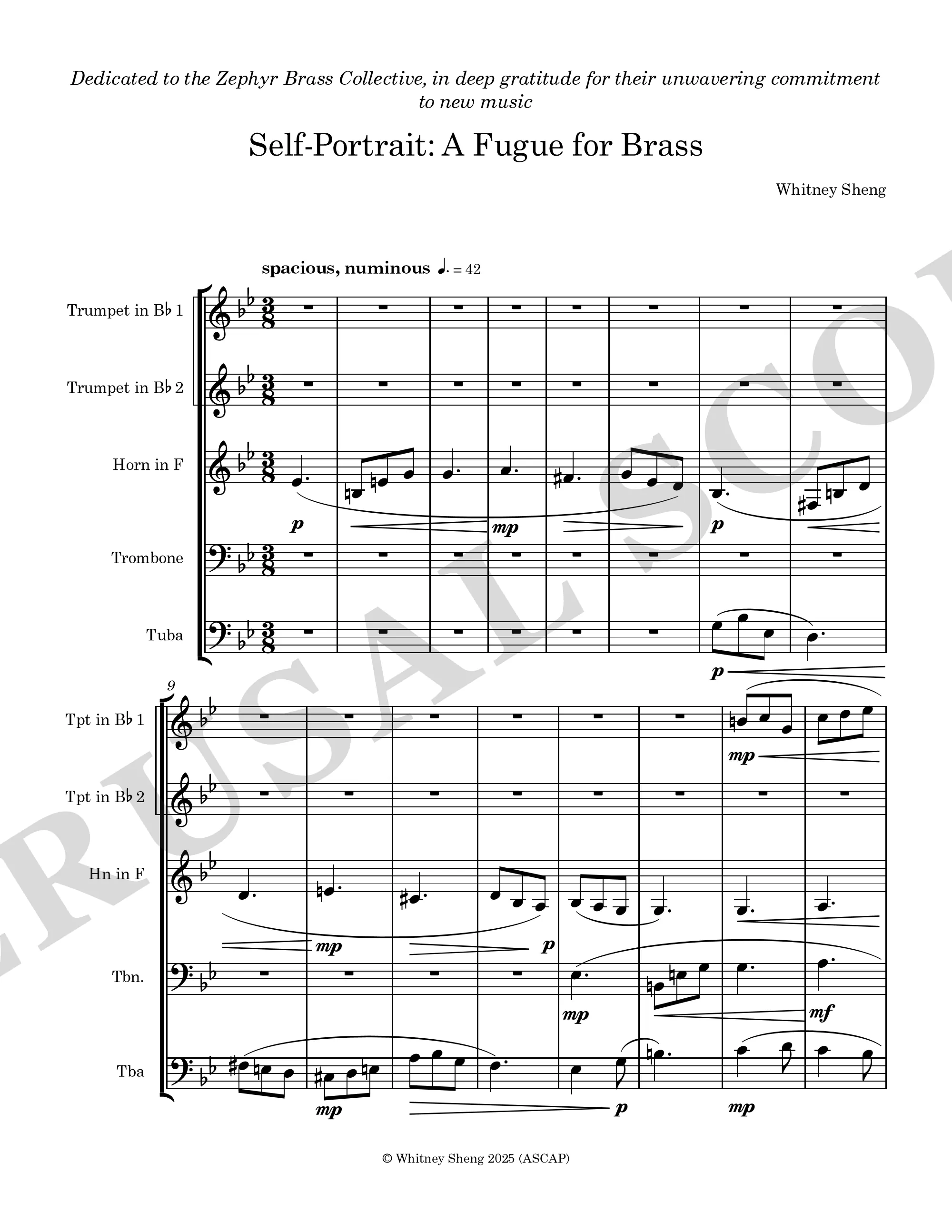 Self-Portrait brass quintet perusal score page 3