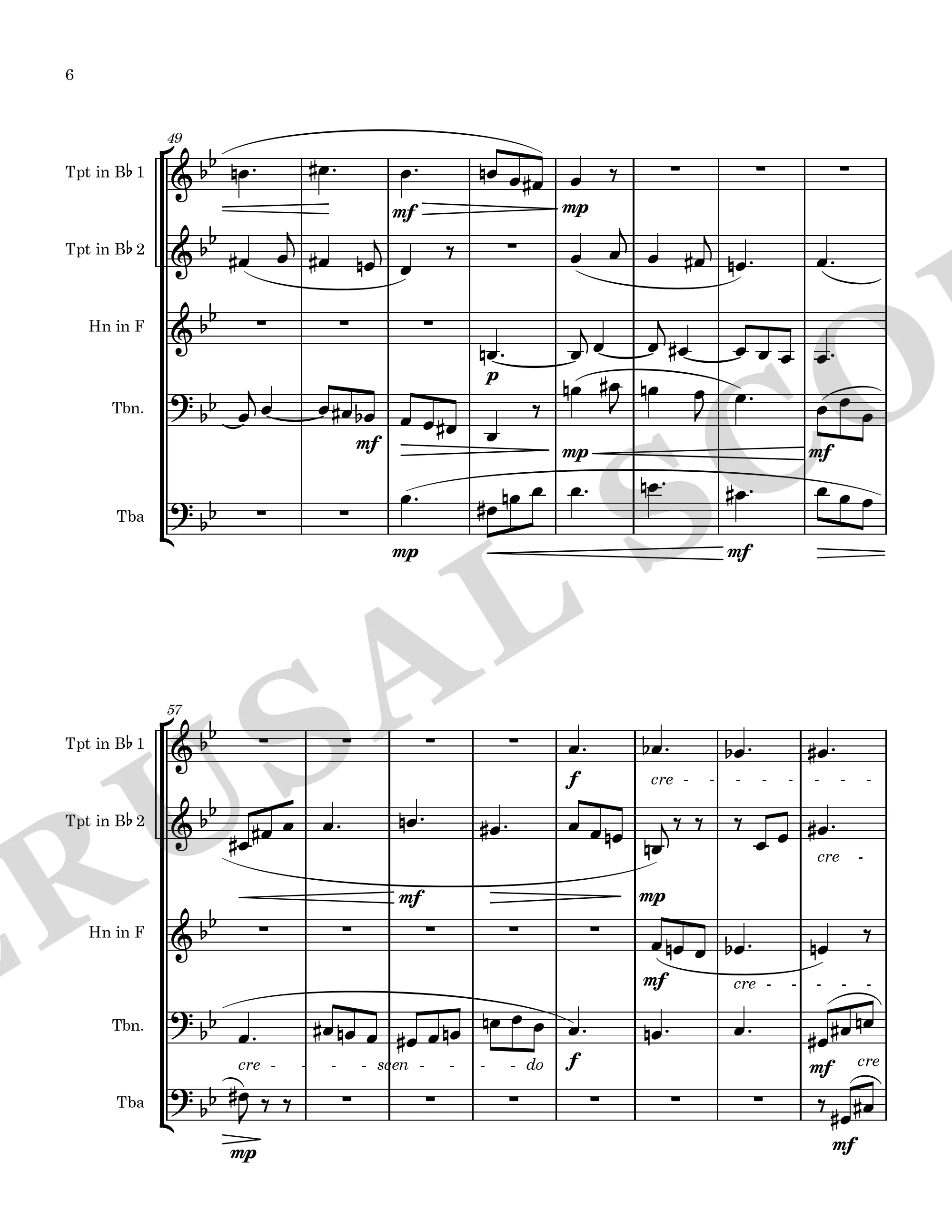 Self-Portrait brass quintet perusal score page 6