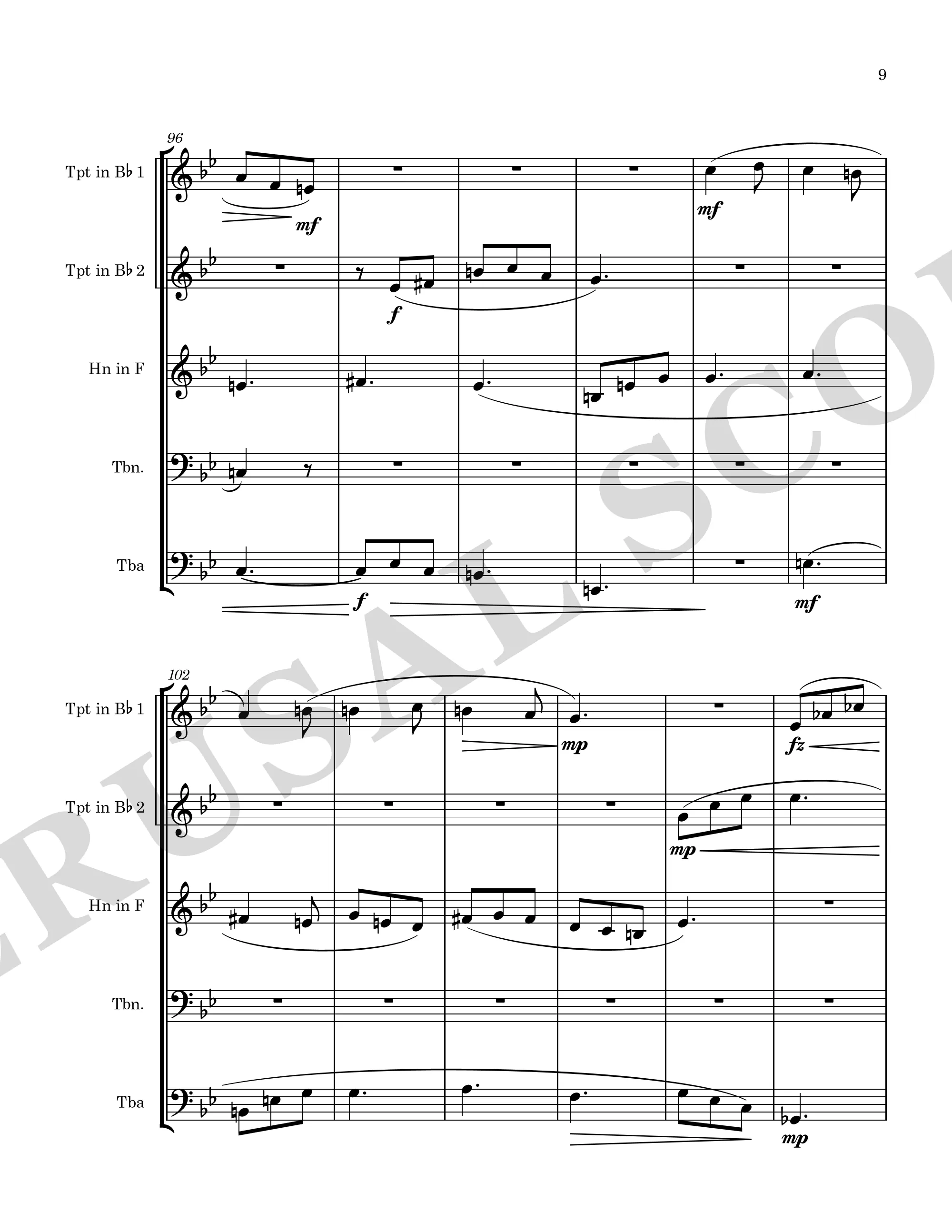 Self-Portrait brass quintet perusal score page 9